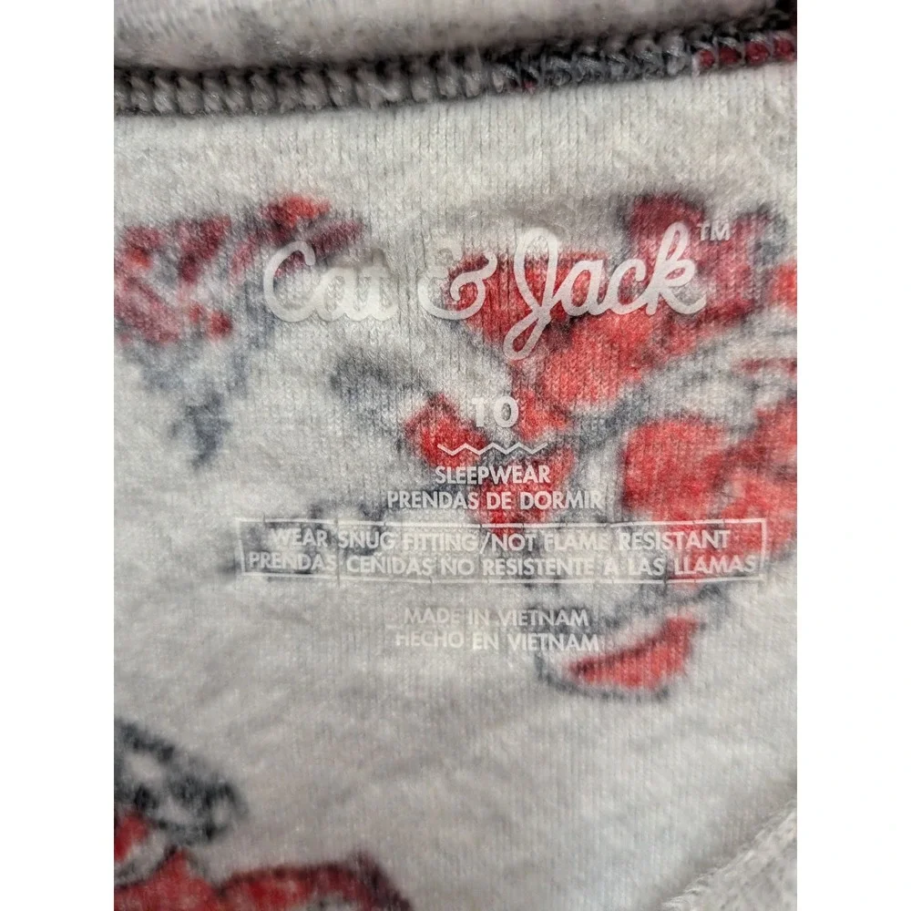 Cat & Jack Kids Size 10 Santa Skiing Motorcycle Pajama Set Gray Red Holiday PJs
